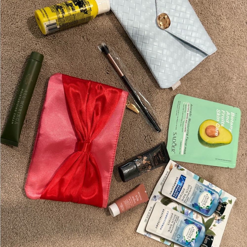 Red and Pink Satin Clutch
